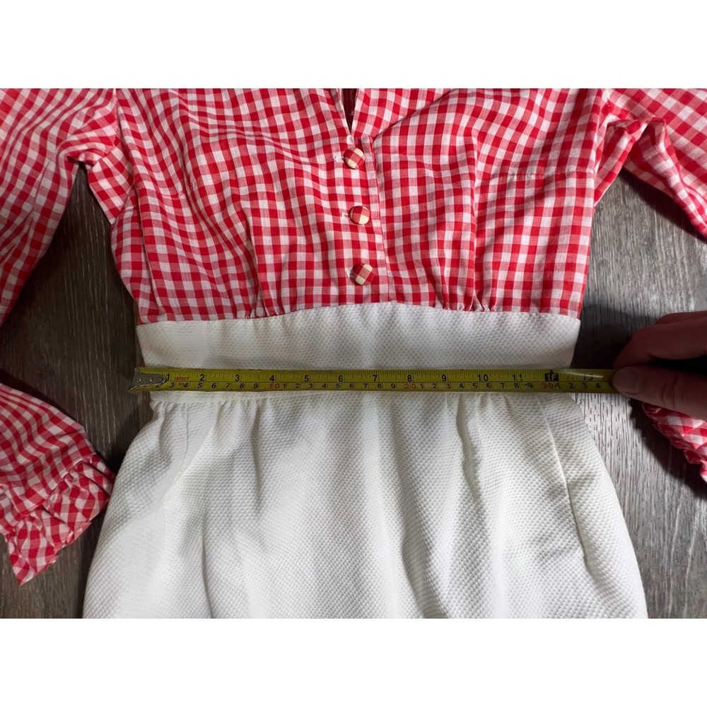 Vintage Maxi Dress XS Red White Gingham Butterfly Good 70s Retro - Picture 3 of 8